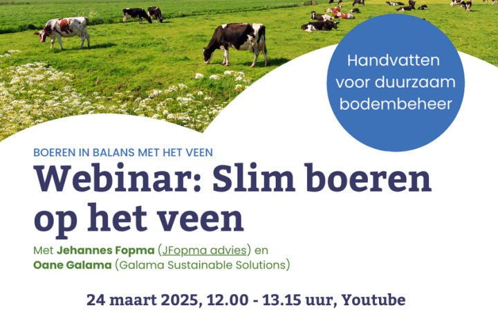 Aankondiging van webinar Slim boeren op het veen van de FMF